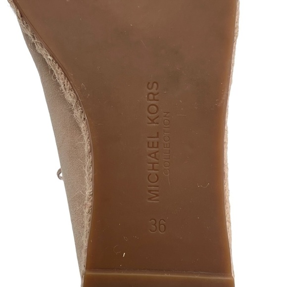 Michael Kors Tan Suede Pointed Toe Ankle Lace Up Espadrille Flats Size 36 - Picture 2 of 8